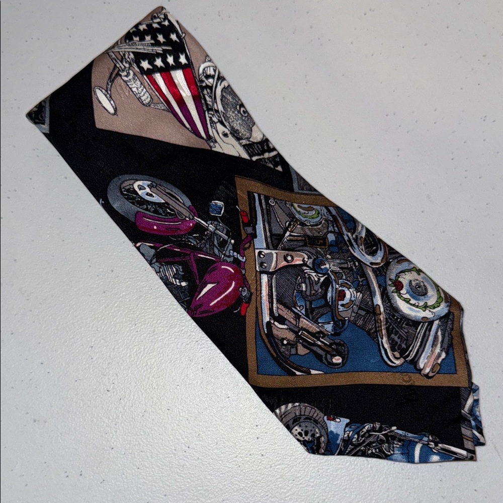 Nicole Miller Black Tie‎ with Motorcycle Design